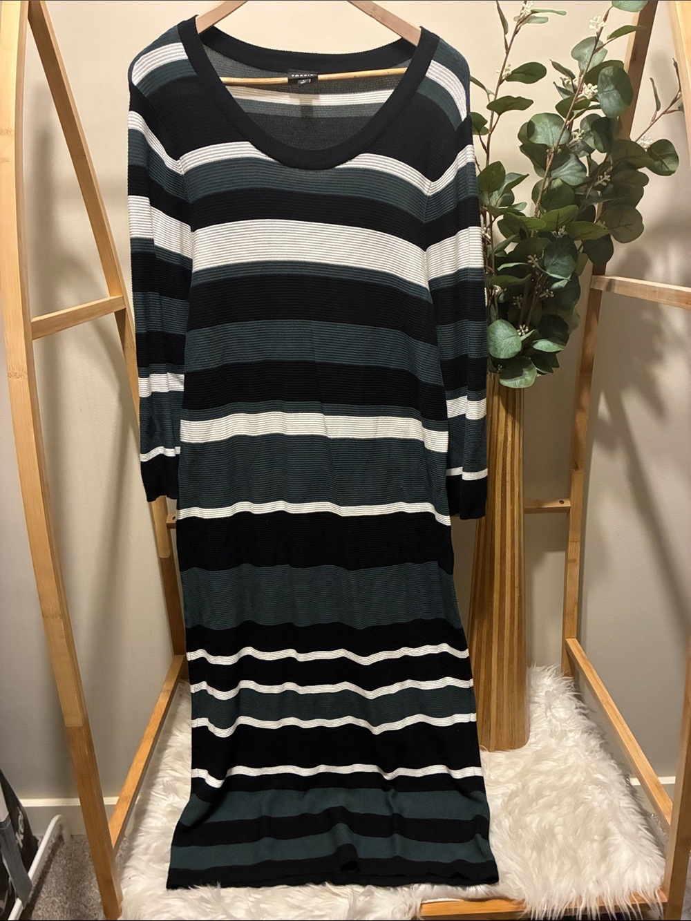 torrid Black, Dark Green & White Striped Maxi Dress a132